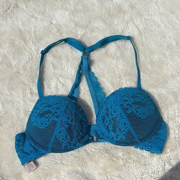 La Senza Teal Lace Racerback Bra | Size 32A | Front-Closure Push-Up | - Picture 1 of 5